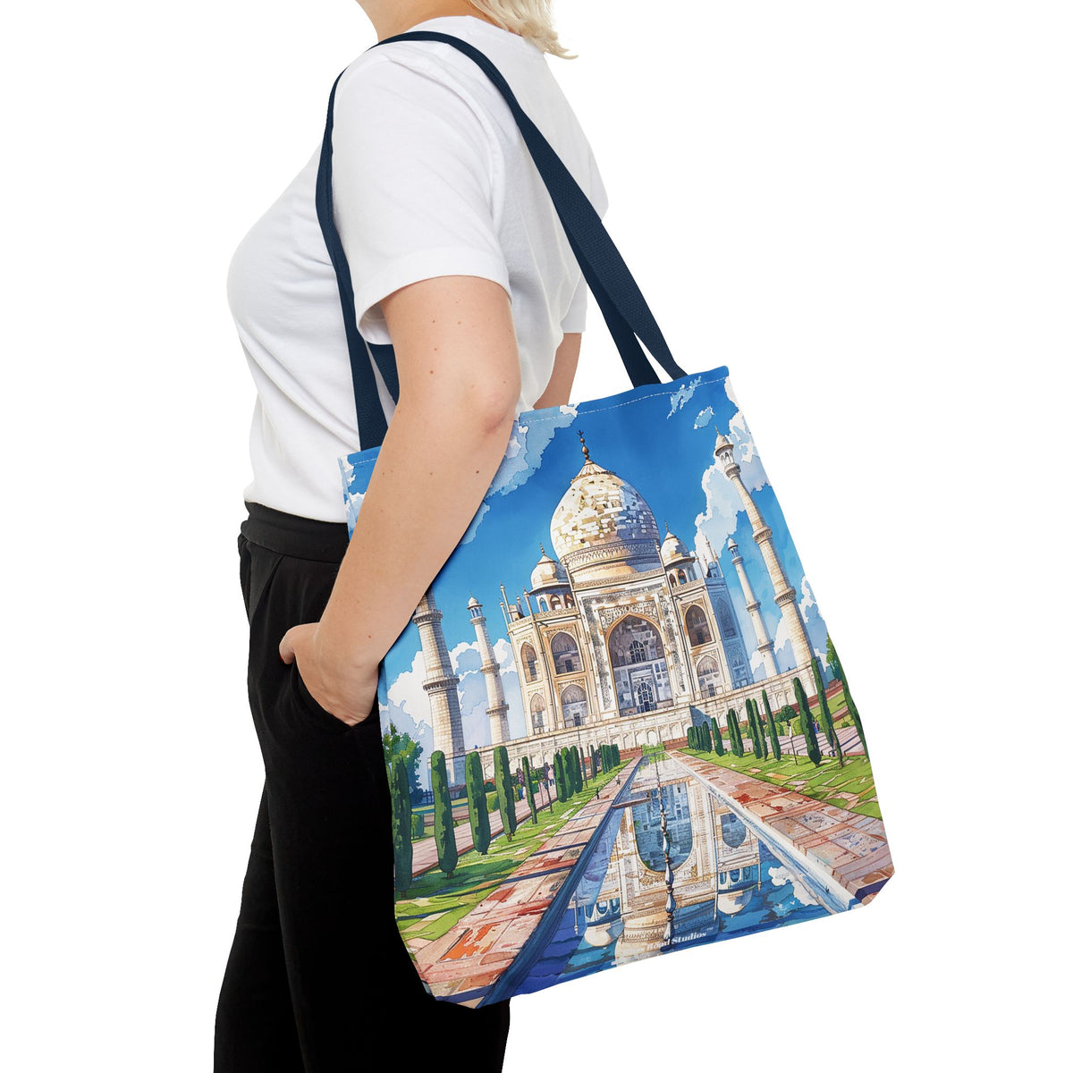 Majestic Taj Mahal Reflection Tote Bag - Carry the Splendor of the Taj Wherever You Go! Available in 3 sizes.
