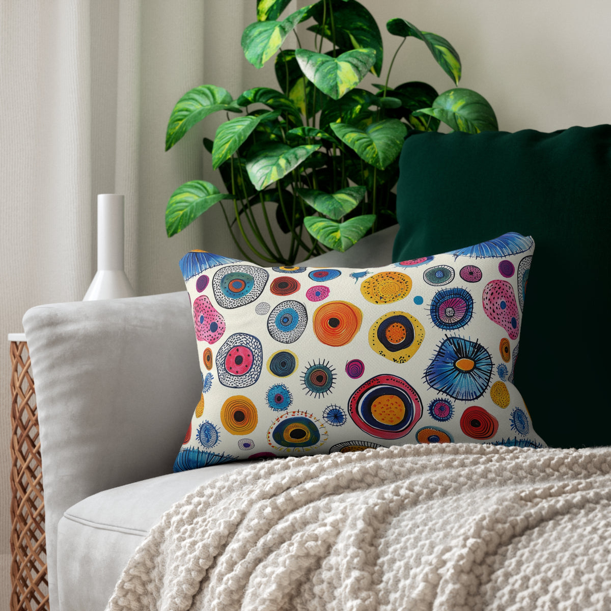 Primordial Desert Life Lumbar Pillow - Spun Polyester - Double-Sided Print - Concealed Zipper - Lumbar size: 20" x 14"
