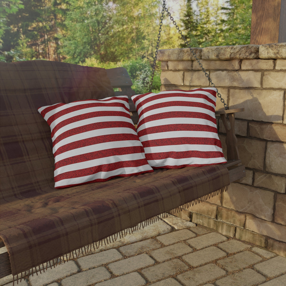 Sparkle Stripes Square Outdoor Pillow - Spun Polyester - Double-Sided Print - Concealed Zipper - Available in 3 sizes.