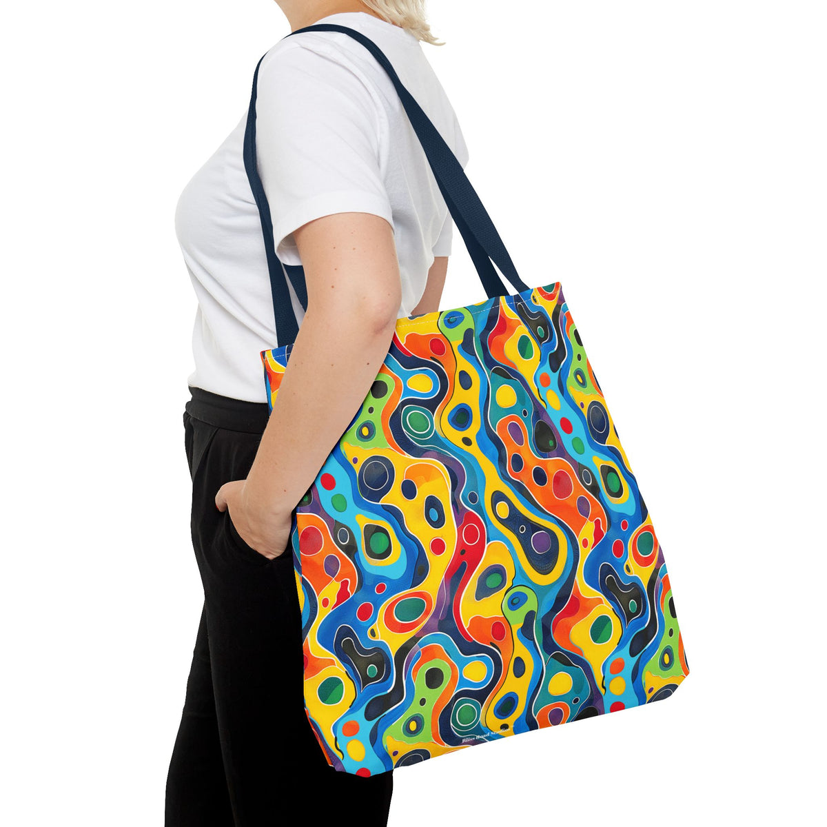 Groovy Splash Tote Bag - Unleash Your Inner Groove with a Splash of Color! Available in 3 sizes.