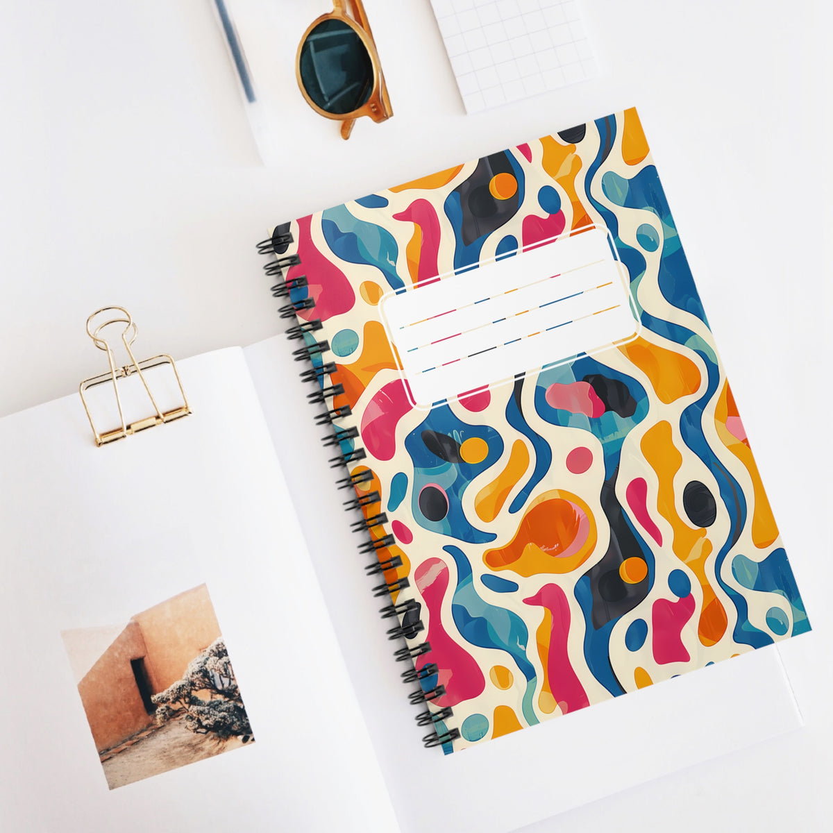Oceanic Color Splash Chic Spiral Notebook - Ruled Line - Let Your Ideas Flow β Where Bold Colors and Fluid Art Unite!