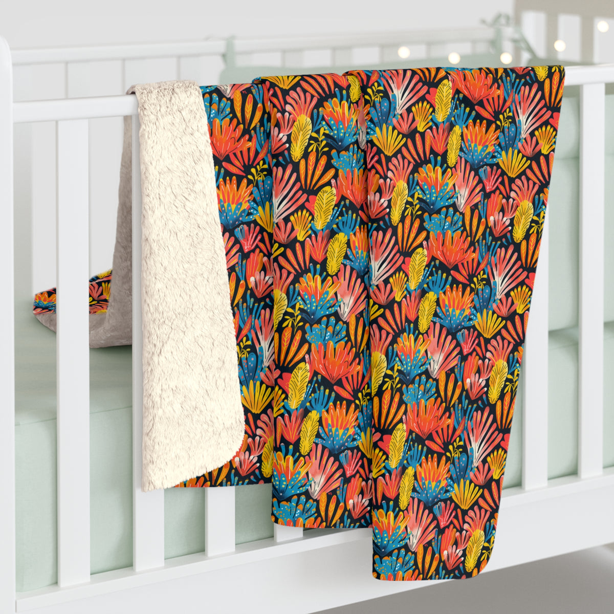 Coral Plume Sherpa Fleece Blanket - Wrap Up in Whimsy - Dive into Cozy Coral Comfort! Available in 2 sizes.