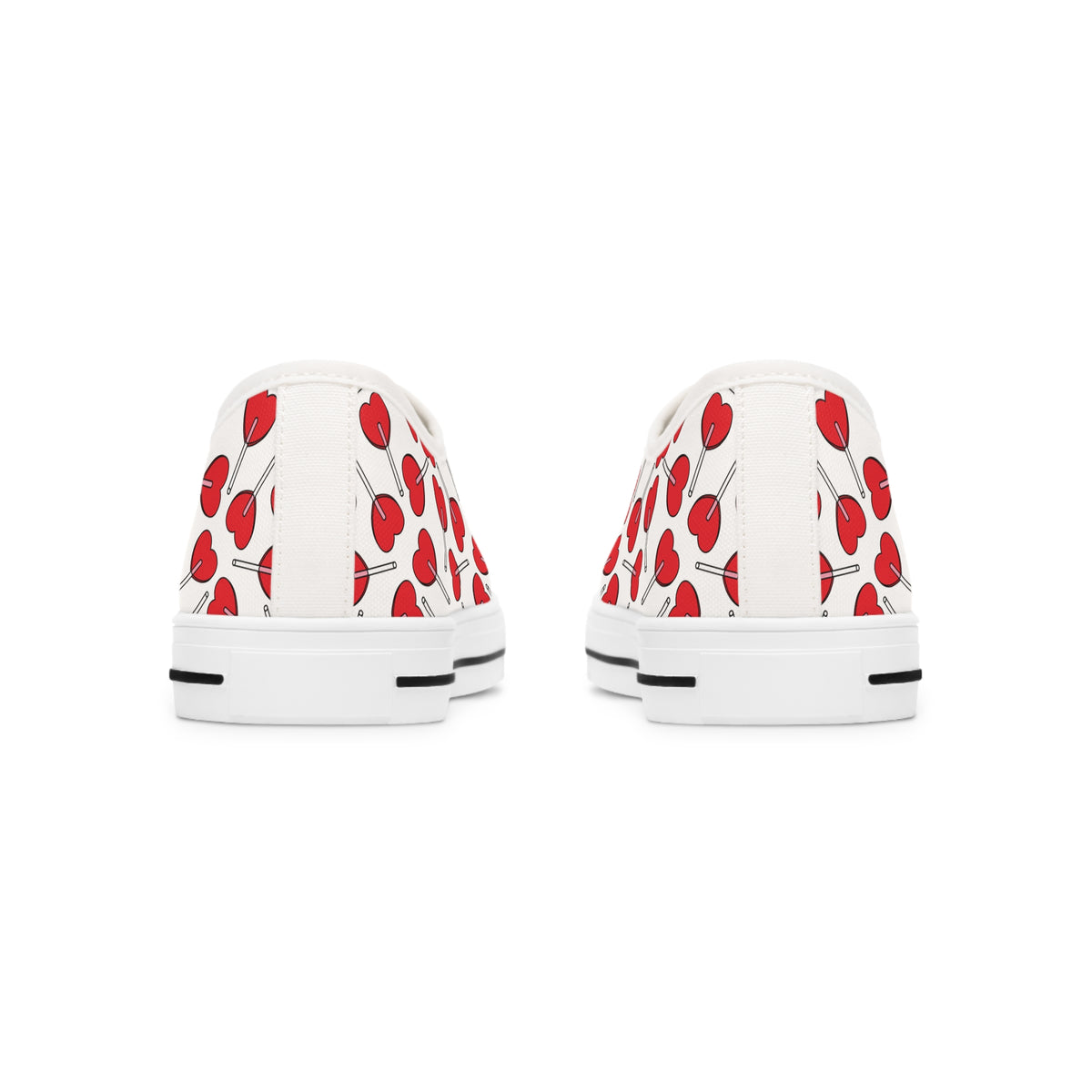 Sweetheart Lollipops Ladies' Low Top Sneakers - Step into Whimsey with Every Move - Where Love Meets Fun!