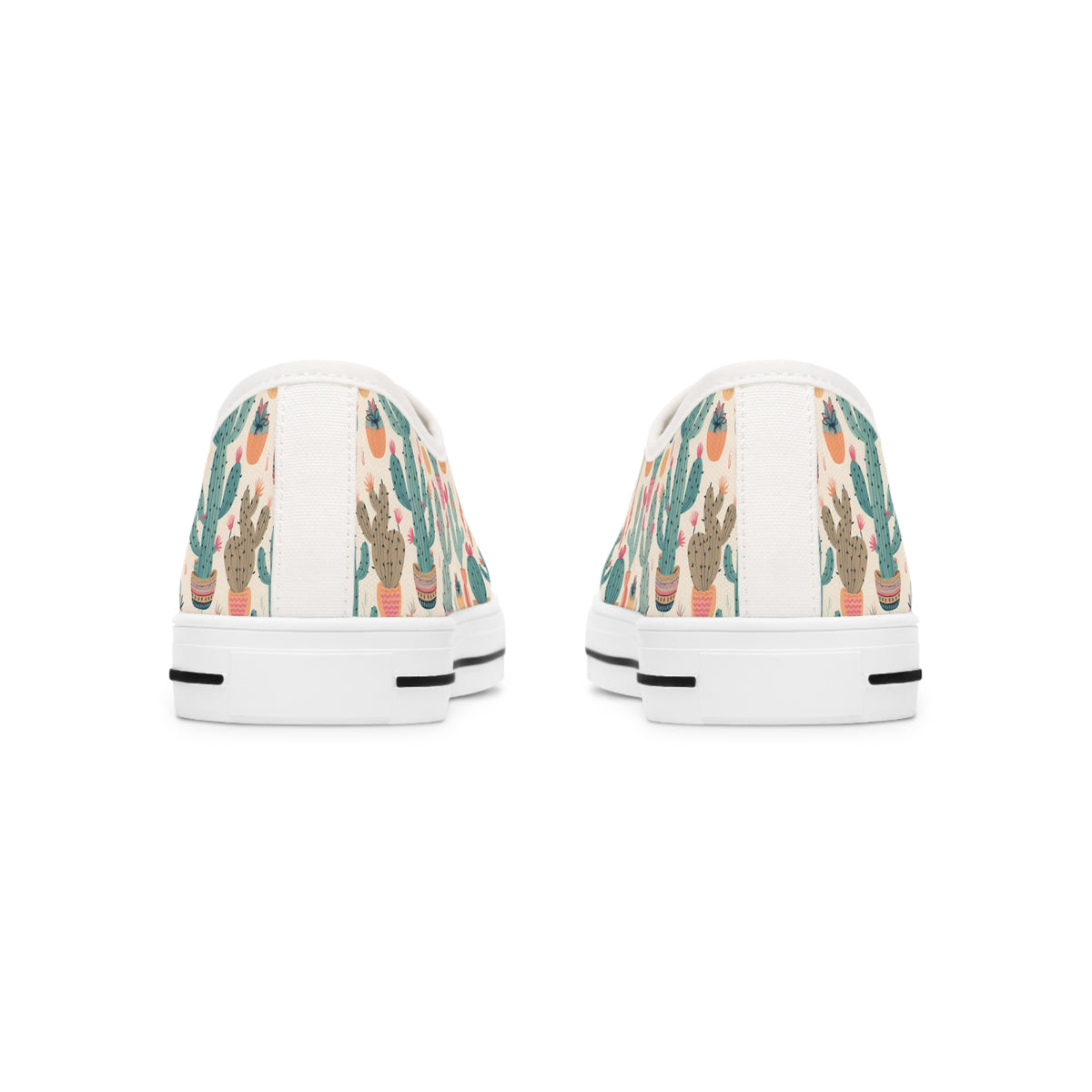Desert Bloom Boom Ladies' Low Top Sneakers - Prickle Your Fancy - Cacti Coolness at Every Step!