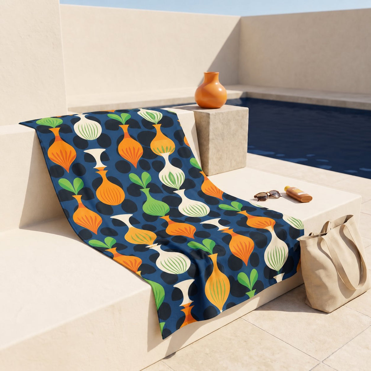 Mod Floating Vases beach towel — additional lifestyle scene