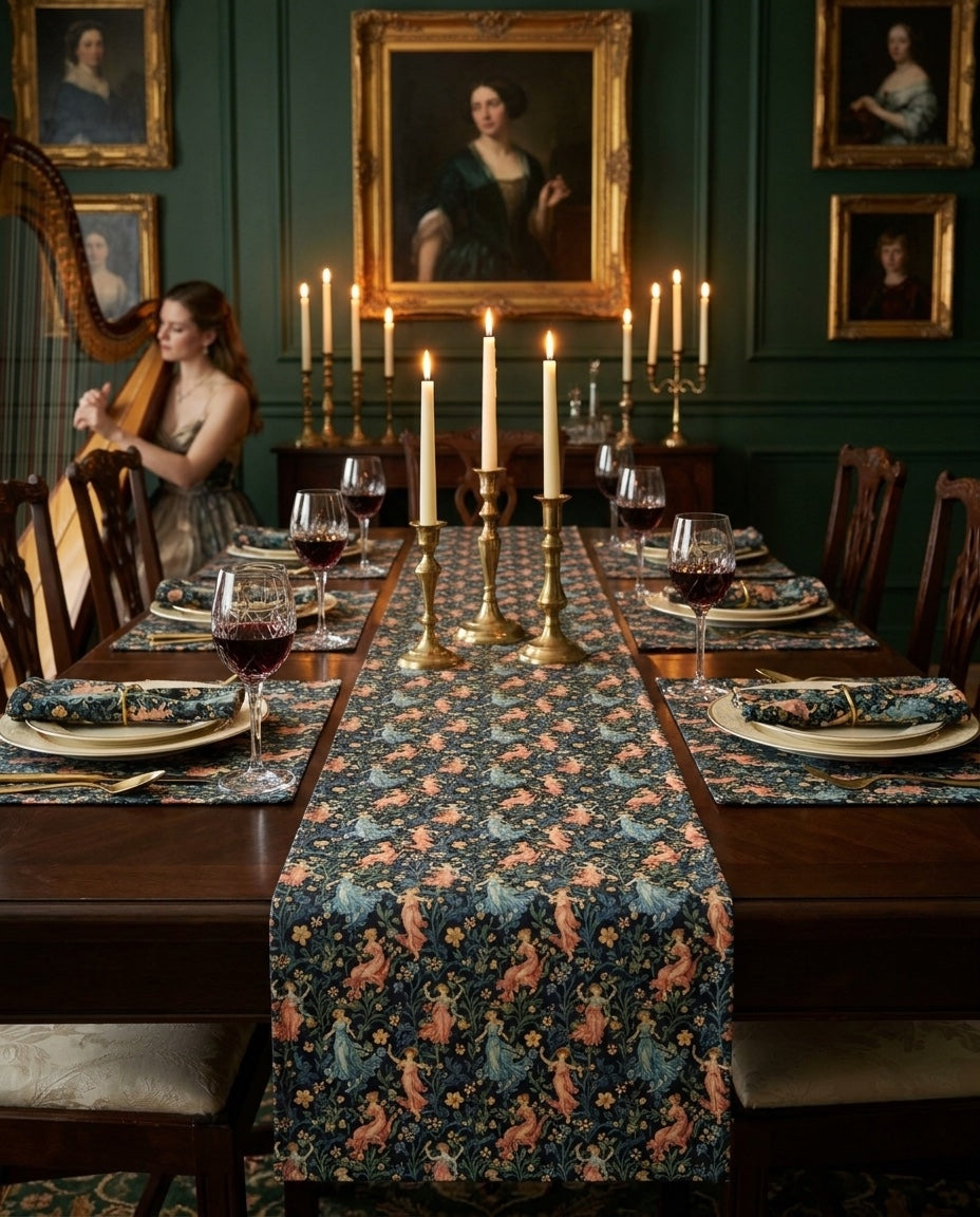 Dance of the Goddesses napkins styled with the matching placemats and table runner