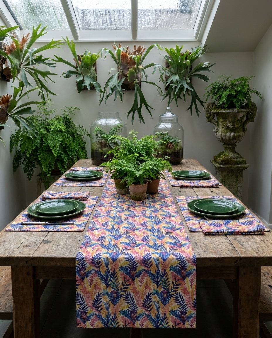 Fern-Tastic Whimsy placemat styled with the matching table runner and napkins