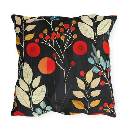Retro Woodland Whispers Square Outdoor Pillow - Spun Polyester - Double-Sided Print - UV-Resistant - Water-Resistant - Available in 3 sizes.
