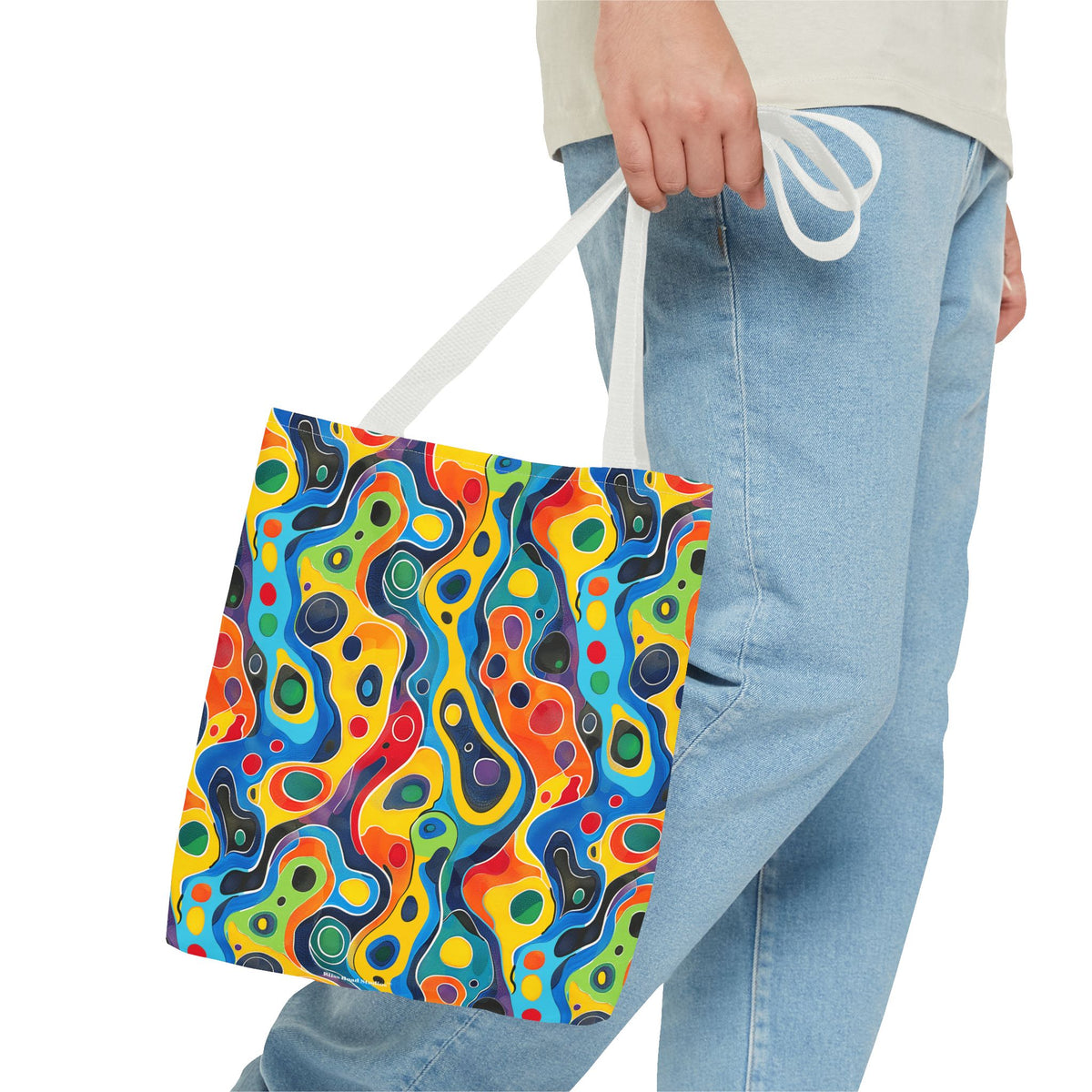 Groovy Splash Tote Bag - Unleash Your Inner Groove with a Splash of Color! Available in 3 sizes.