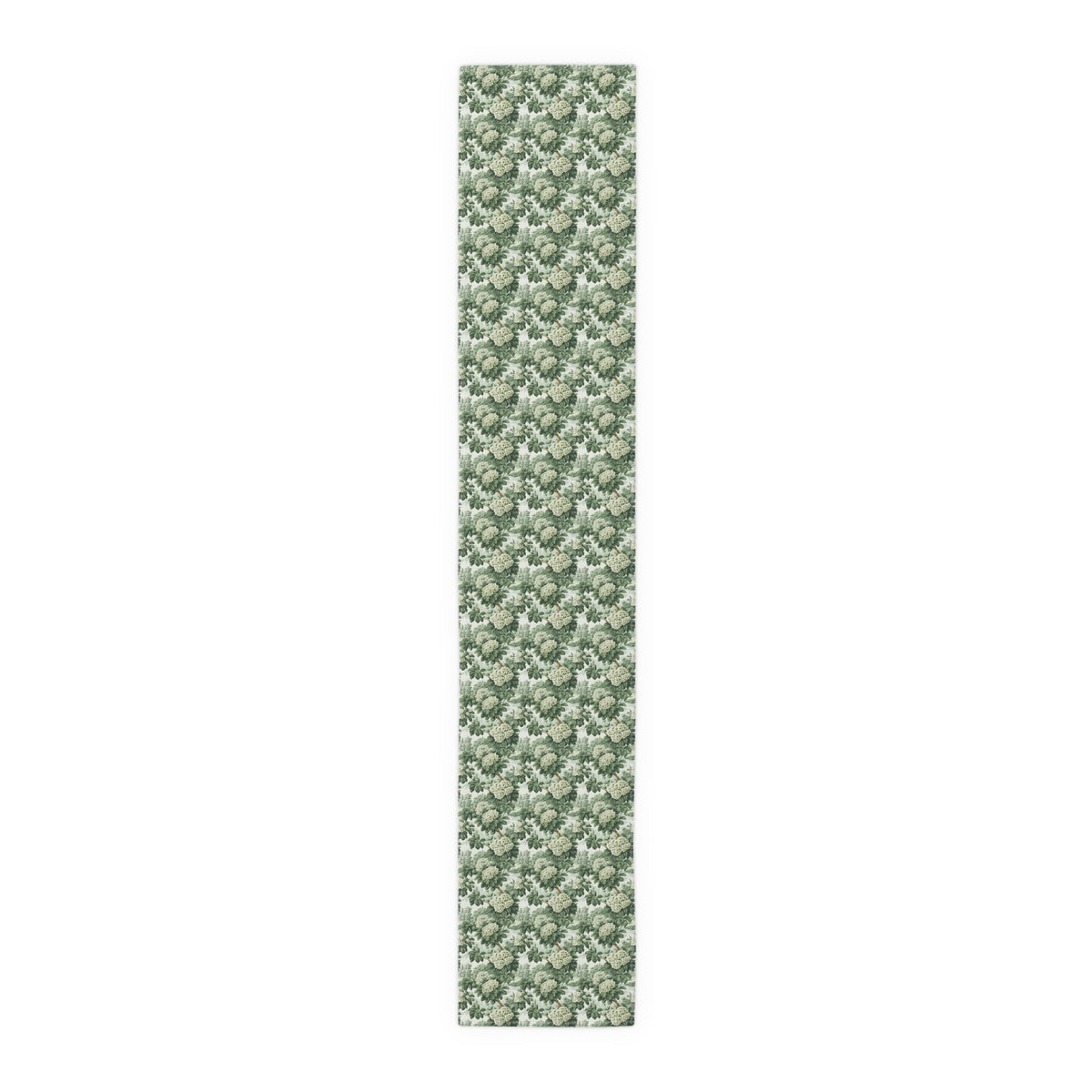 Vintage Green Hydrangea Table Runner - Cotton Twill - Available in 2 sizes: 16" x 72" and 16" x 90".