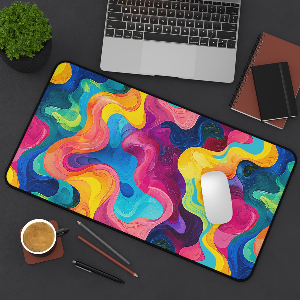 Wavelength Wonder Desk Mat (Desk Pad) - Let Waves of Color Energize Your Workspace! Available in 3 sizes.