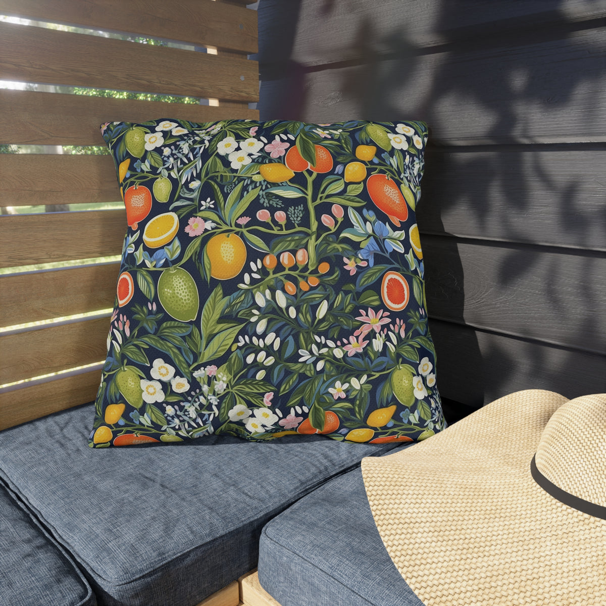 Magical Fruitiness Square Outdoor Pillow - Spun Polyester - Double-Sided Print - UV-Resistant - Water-Resistant - Available in 3 sizes.
