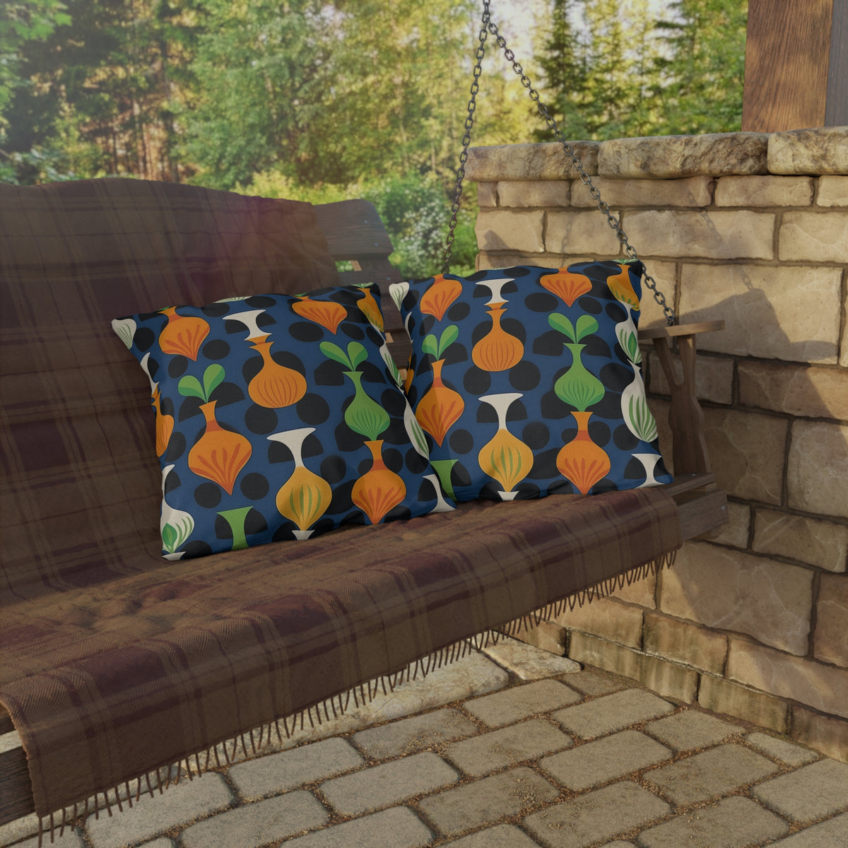 Mod Floating Vases Square Outdoor Pillow - Spun Polyester - Double-Sided Print - UV-Resistant - Water-Resistant - Available in 3 sizes.