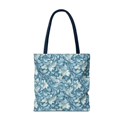 Soft Blue Leaf Tapestry Tote Bag - Leaf Through History with Every Carry! Available in 3 sizes.