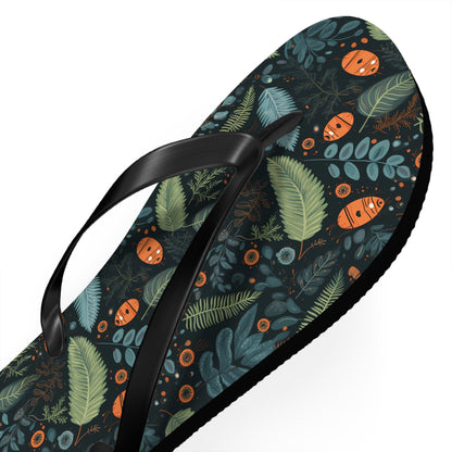 Mysterious Ferns Flip Flops - 5/8" Thick Comfortable Summer or Winter Gym/Sauna Footwear for Men, Women