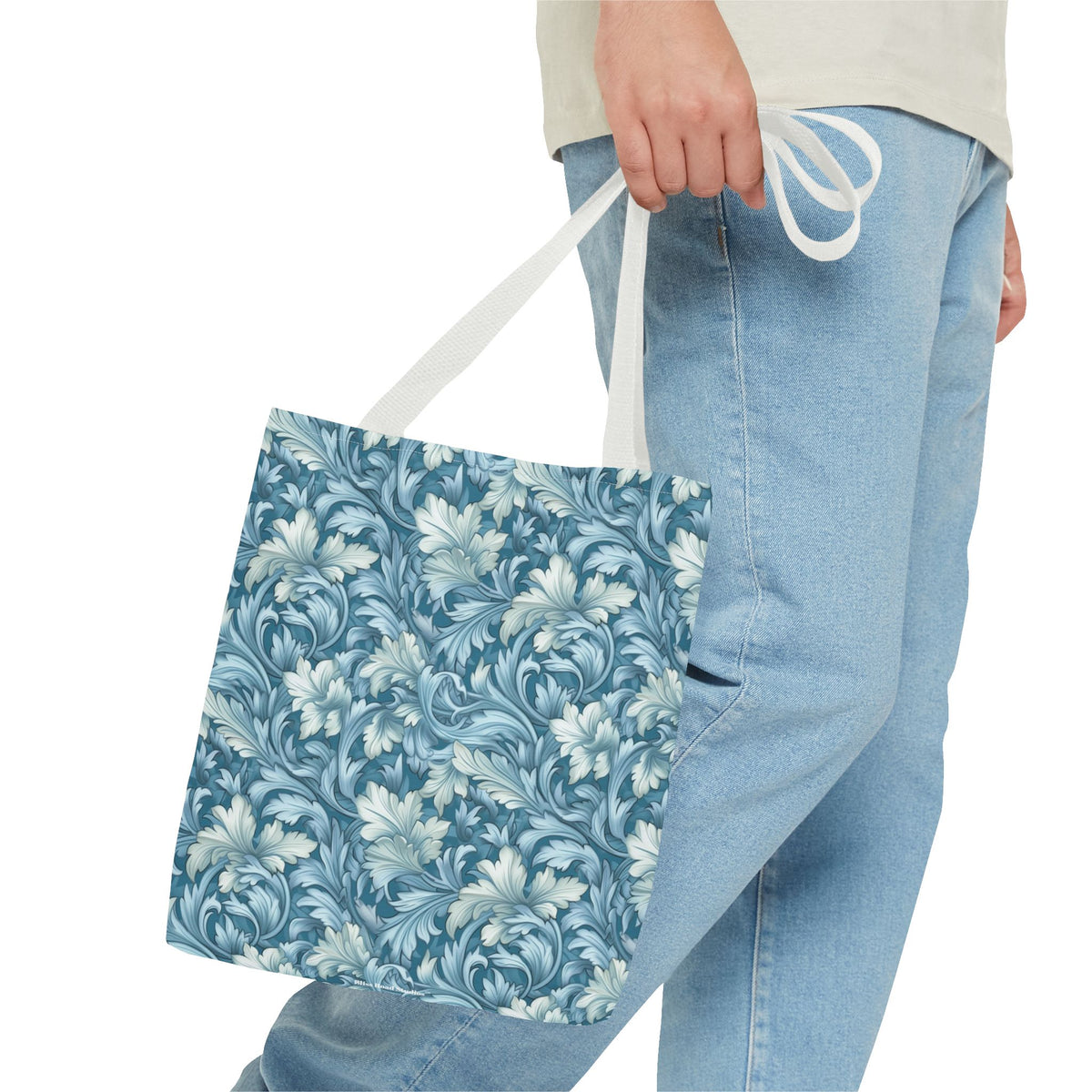 Soft Blue Leaf Tapestry Tote Bag - Leaf Through History with Every Carry! Available in 3 sizes.