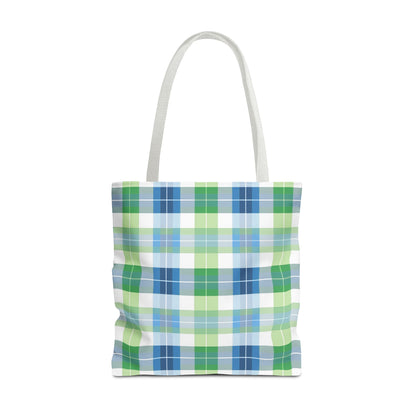 Spring Mist Plaid Tote Bag - Tote Your Essentials in Style - Fresh Plaid for Bright Days! Available in 3 sizes.