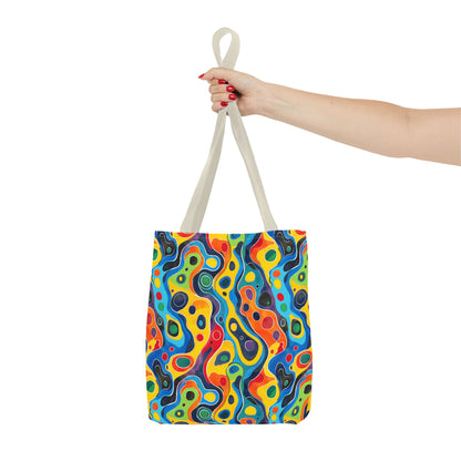 Groovy Splash Tote Bag - Unleash Your Inner Groove with a Splash of Color! Available in 3 sizes.