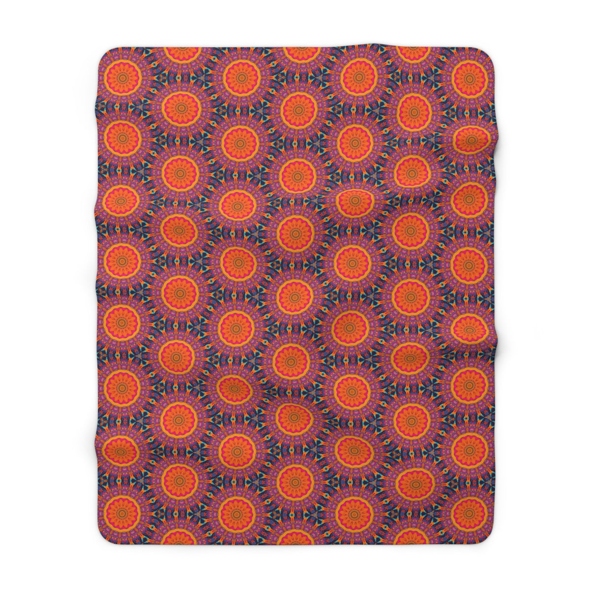 Fiery Mosaic Magic Sherpa Fleece Blanket - Ignite Your Style with Bold Beauty! Available in 2 sizes.