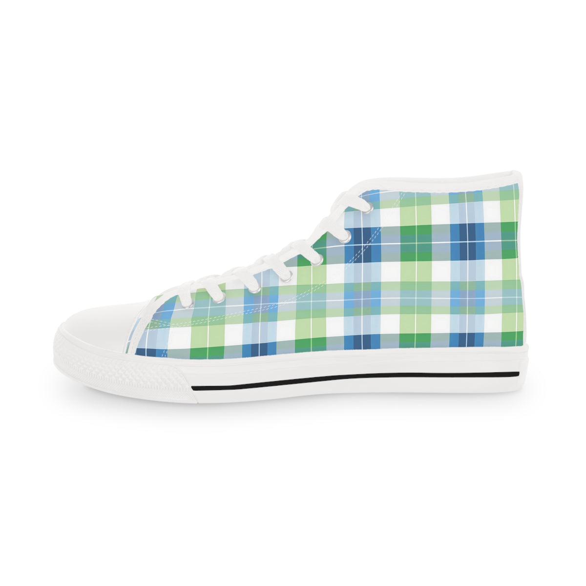 Spring Mist Plaid Men's High Top Sneakers - Elevate Your Step - Step into the Mist!