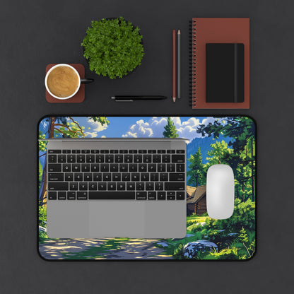 Dreams of a High Mountain Log Cabin Desk Mat (Desk Pad) - Escape to the Mountains on Your Desktop - Available in 3 sizes.