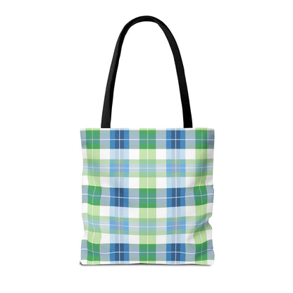 Spring Mist Plaid Tote Bag - Tote Your Essentials in Style - Fresh Plaid for Bright Days! Available in 3 sizes.