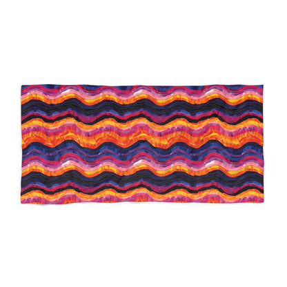 Desert Sunset Waves Luxurious Designer Beach Towel - Wrap Yourself in Southwest Splendor! Available in 2 sizes.
