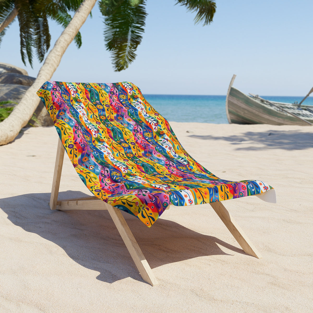 Floral Rhythms Luxurious Beach Towel - Bask in the Rhythm of the Sun! Available in 2 sizes.