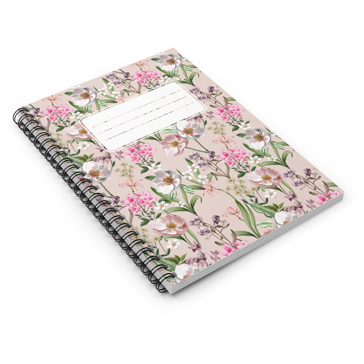 Pastel Pink Flowers Chic Spiral Notebook - Ruled Line - The Perfect Accessory for Your Desk!