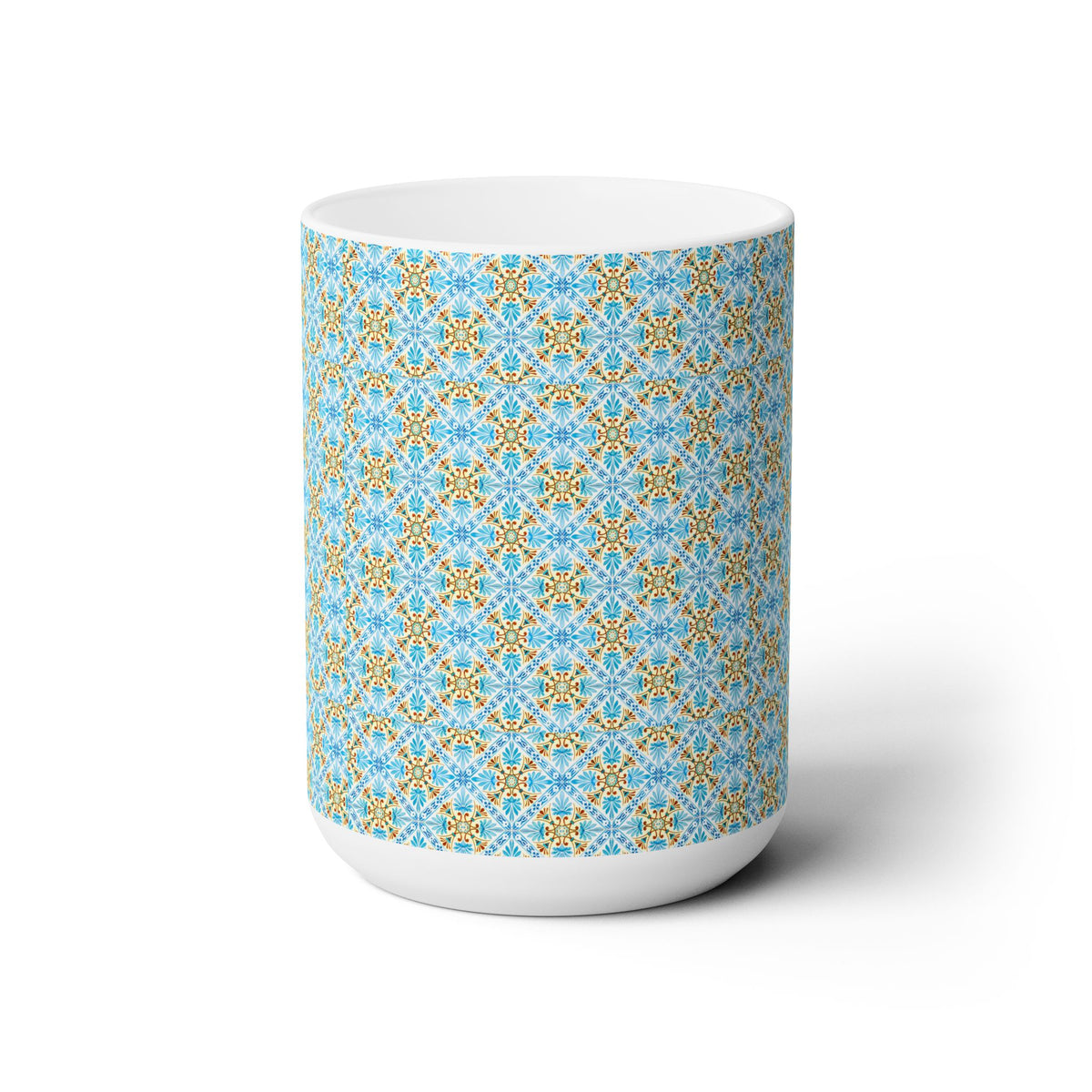 Mediterranean Mosaic Ceramic Mug - 15 oz - Art on Every Side, Morning Approved.