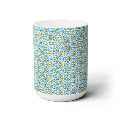 Mediterranean Mosaic Ceramic Mug - 15 oz - Art on Every Side, Morning Approved.