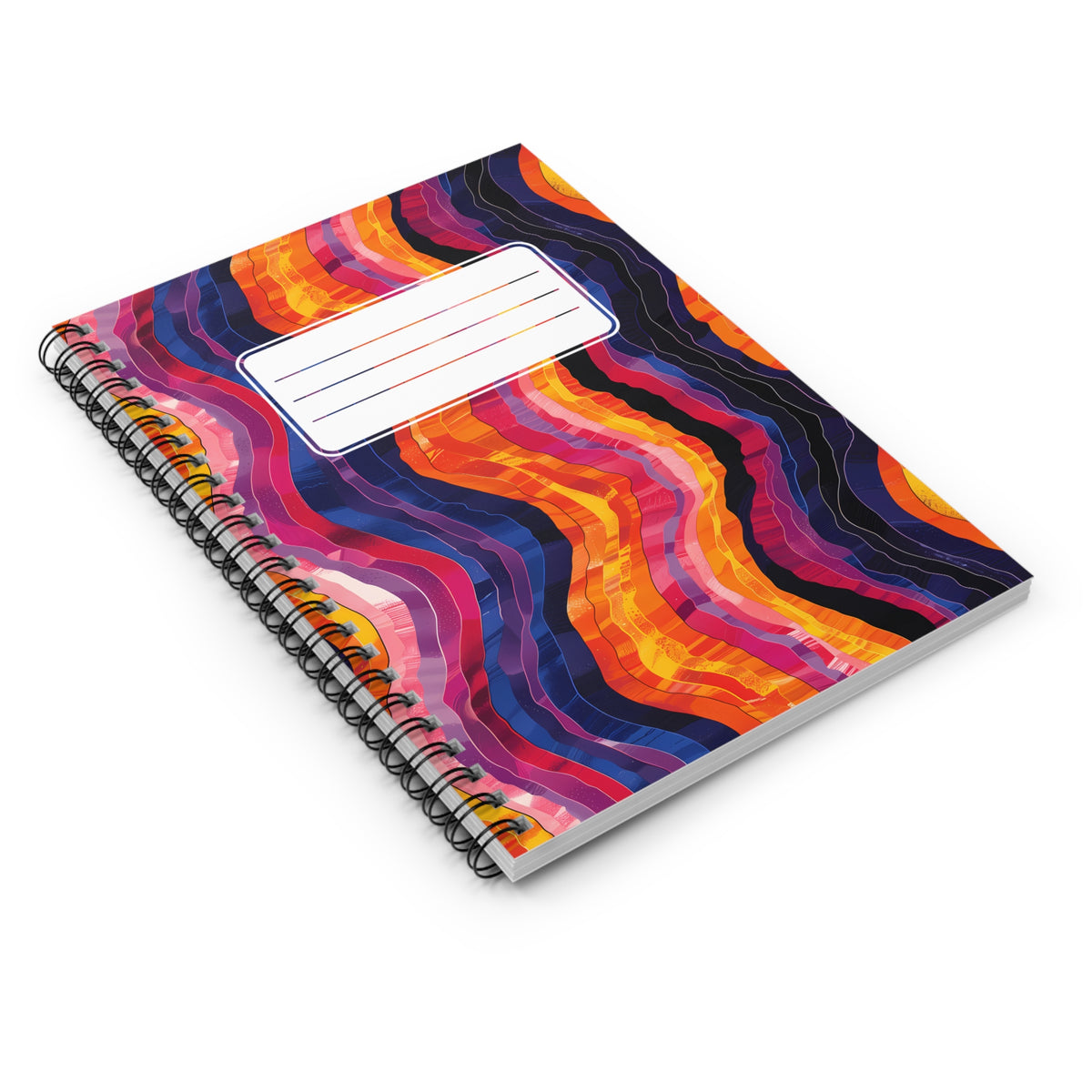 Desert Sunset Waves with Label Spiral Notebook - Ruled Line - Let the Spirit of the Desert Enchant Your Writing!