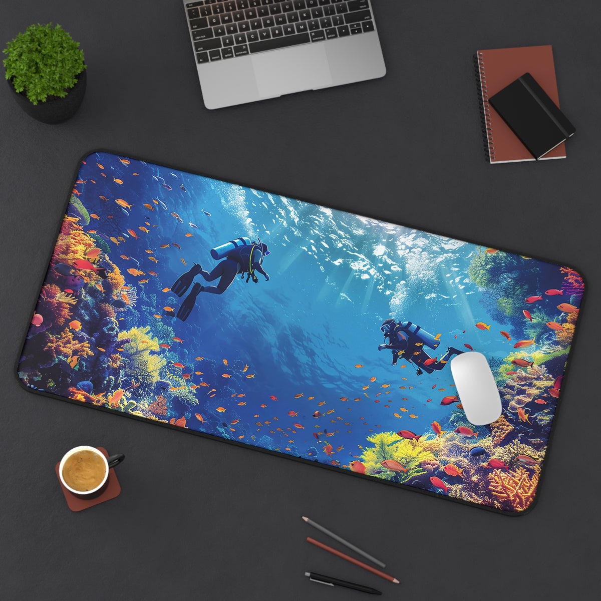 Cozumel Scuba Wonderland Desk Mat (Desk Pad) - Submerge Your Workspace in Underwater Splendor! - Available in 3 sizes.