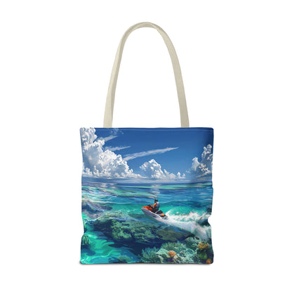 Jet Ski Tropical Paradise Tote Bag - Carry the Coastline - Where Adventure Meets Accessories! Available in 3 sizes.