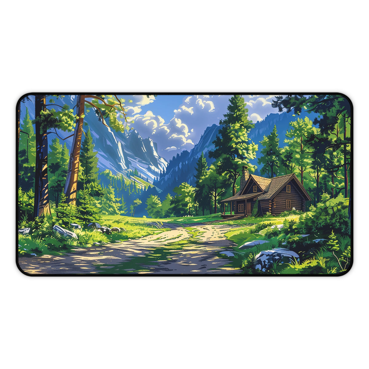 Dreams of a High Mountain Log Cabin Desk Mat (Desk Pad) - Escape to the Mountains on Your Desktop - Available in 3 sizes.