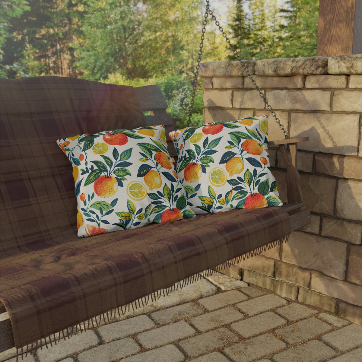 Citrus Breeze Square Outdoor Pillow - Spun Polyester - Double-Sided Print - UV-Resistant - Water-Resistant - Available in 3 sizes.