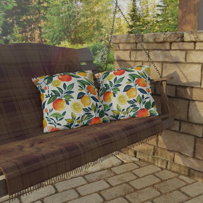 Citrus Breeze Square Outdoor Pillow - Spun Polyester - Double-Sided Print - UV-Resistant - Water-Resistant - Available in 3 sizes.