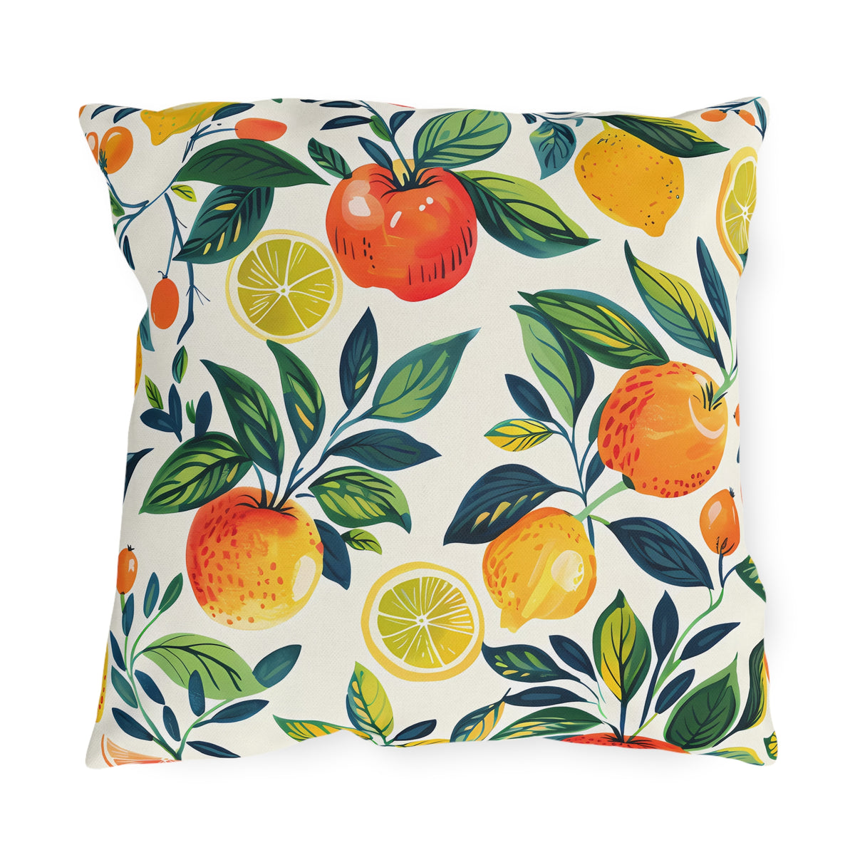 Citrus Breeze Square Outdoor Pillow - Spun Polyester - Double-Sided Print - UV-Resistant - Water-Resistant - Available in 3 sizes.
