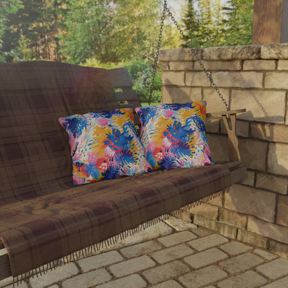 Splatter Blossom Square Outdoor Pillow - Spun Polyester - Double-Sided Print - UV-Resistant - Water-Resistant - Available in 3 sizes.