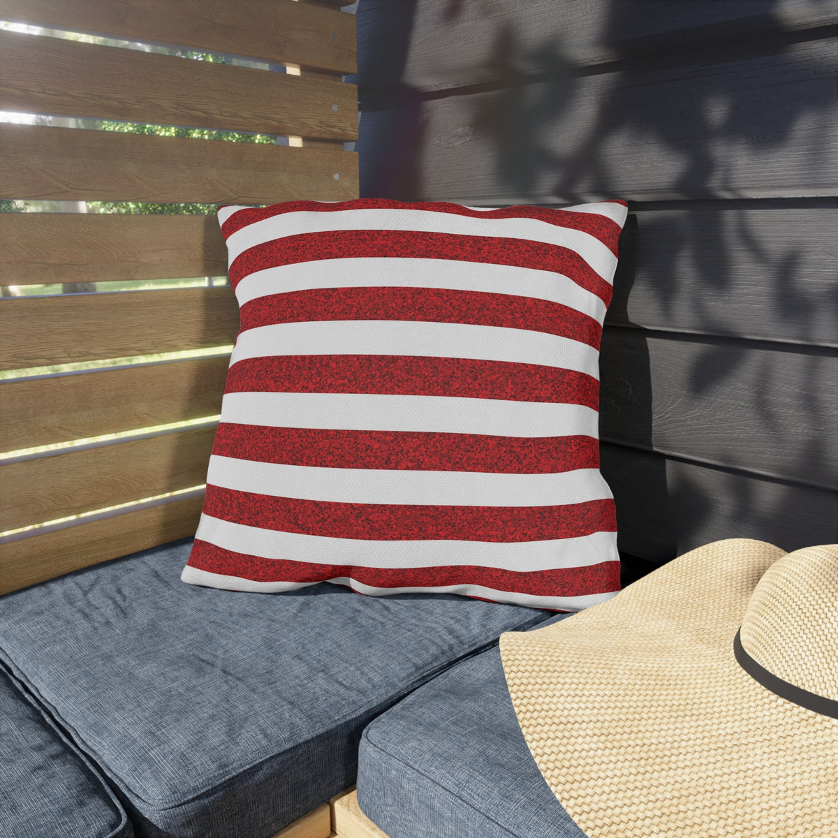Sparkle Stripes Square Outdoor Pillow - Spun Polyester - Double-Sided Print - Concealed Zipper - Available in 3 sizes.