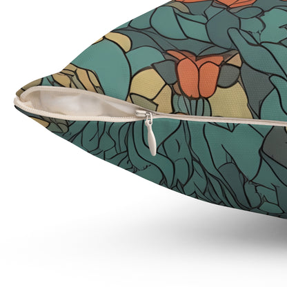 Bohemian Stained Glass Serenity Square Throw Pillow - Spun Polyester - Double-Sided Print - Concealed Zipper - Available in 7 sizes