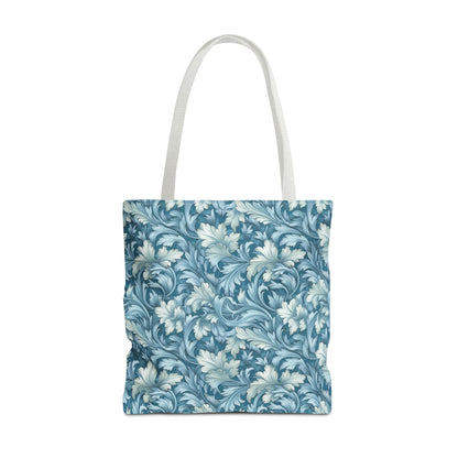 Soft Blue Leaf Tapestry Tote Bag - Leaf Through History with Every Carry! Available in 3 sizes.