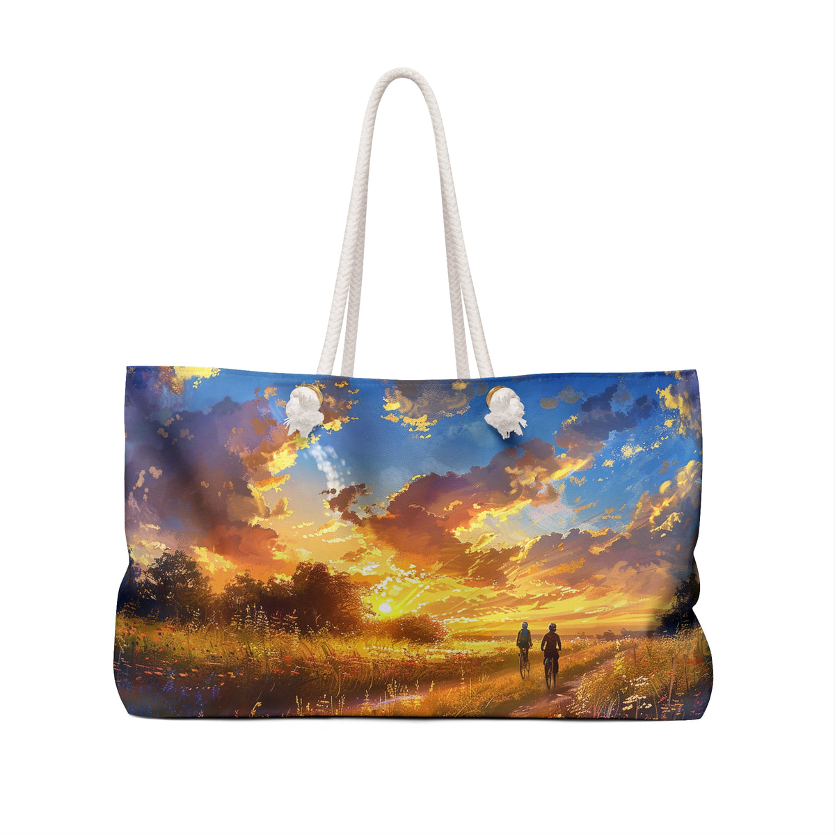 Golden Sunset Ride Weekender Bag - Pedal into the Golden Hour - Where Every Ride is a Journey of Beauty!