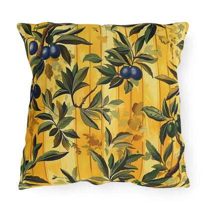 Olives & Sunshine Delight Square Outdoor Pillow - Double-Sided Print - UV-Resistant - Water Resistant - Available in 3 sizes.