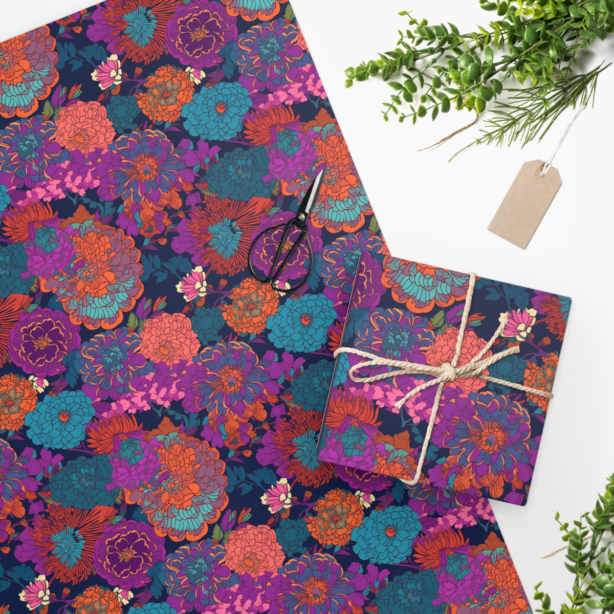 Purple Flower Parade Wrapping Paper - Bring Psychedelic Purple Flower Power to Your Gifts! Available in 2 sizes.