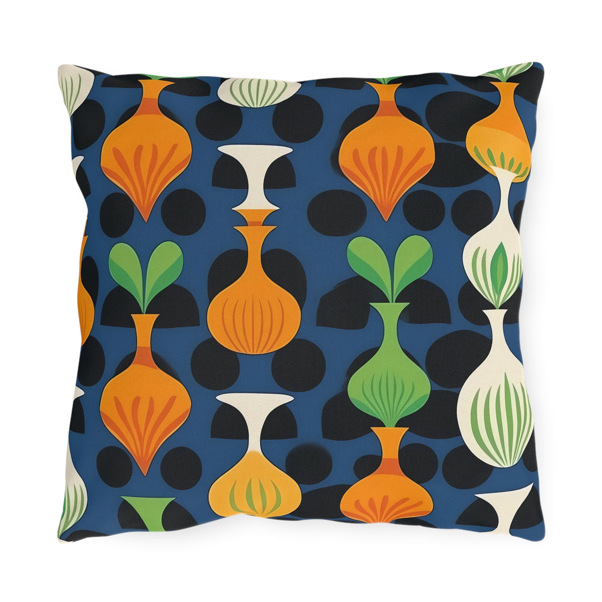 Mod Floating Vases Square Outdoor Pillow - Spun Polyester - Double-Sided Print - UV-Resistant - Water-Resistant - Available in 3 sizes.