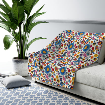 Primordial Desert Life Sherpa Fleece Blanket - Embrace the Enigma: Primordial Desert Life - Wrap Yourself in the Mysteries of the Microscope! Available in 2 sizes.