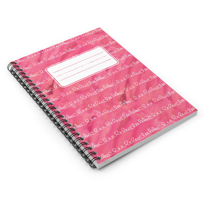 Pink Twirly Loops with Label Chic Spiral Notebook - Ruled Line
