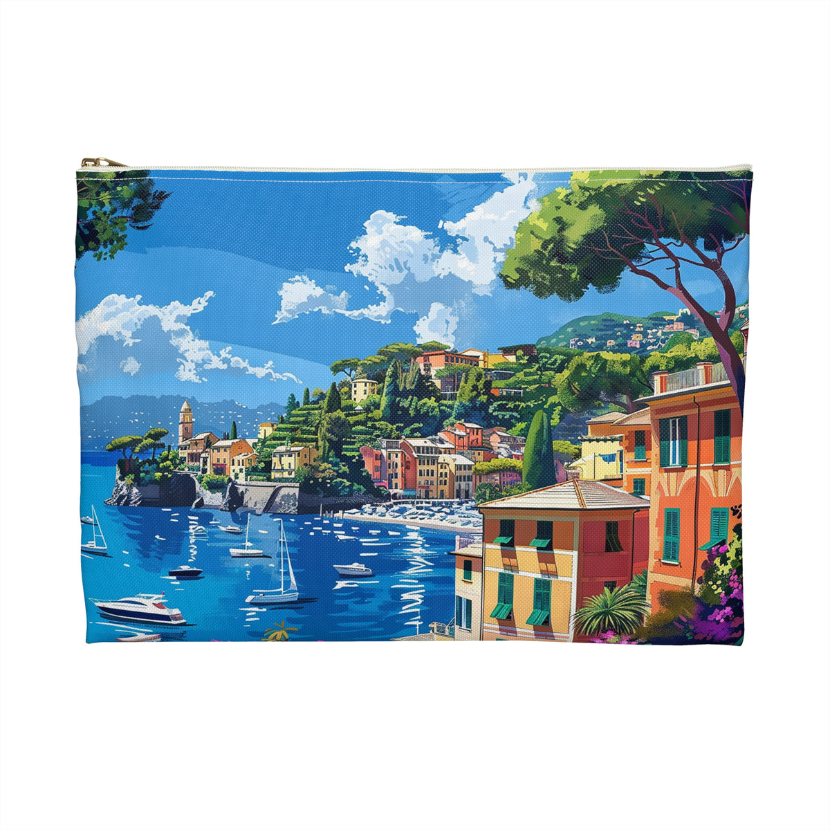 Portofino Coastal Escape Accessory Pouch - Escape to the Charm of the Italian Coast! Available in 2 sizes.