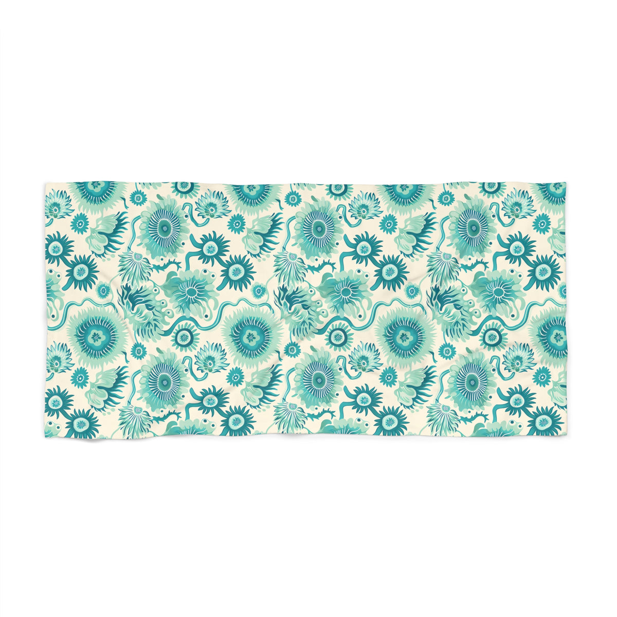 Surreal Sea Garden Luxurious Designer Beach Towel  - Float Away in Dreamy Teal Bliss! Available in 2 sizes.